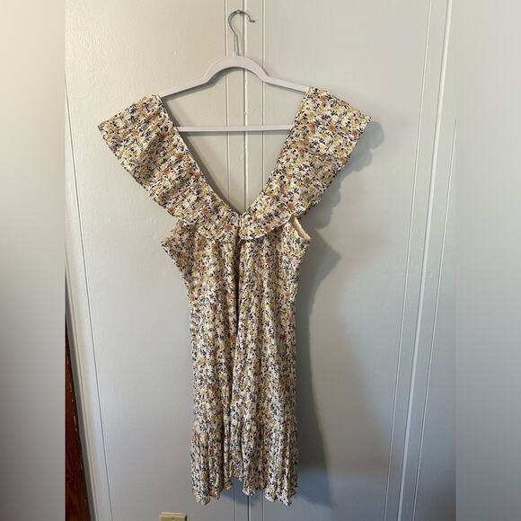 MINKPINK surrey cotton floral mini dress ruffle detail size M - Picture 4 of 7